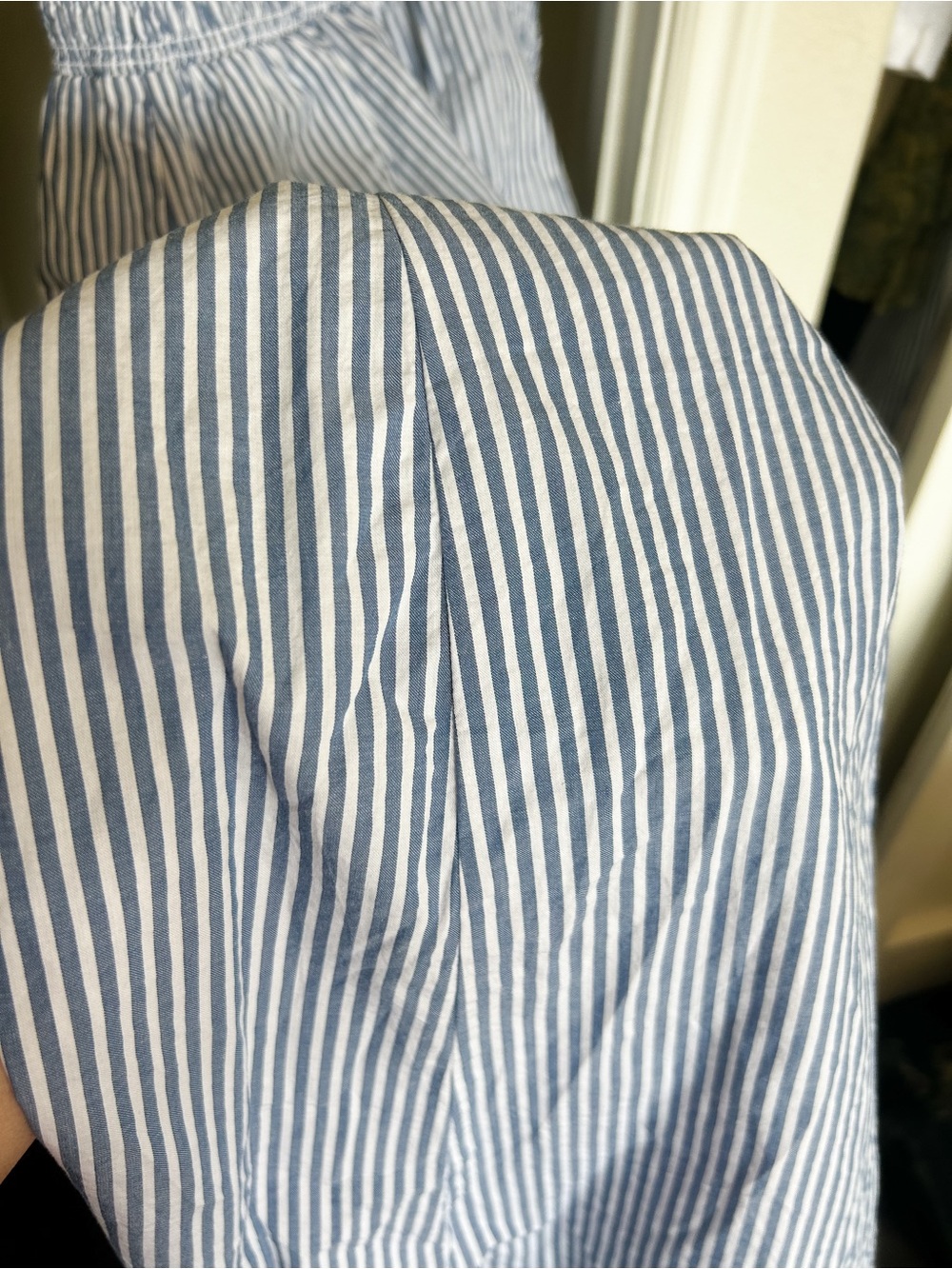 NWOT 100% Cotton Striped Blue Tie-Shoulder Midi Dress - Picture 5 of 6